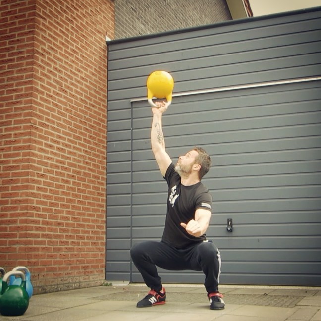 Kettlebell Bottom Up Overhead Squat