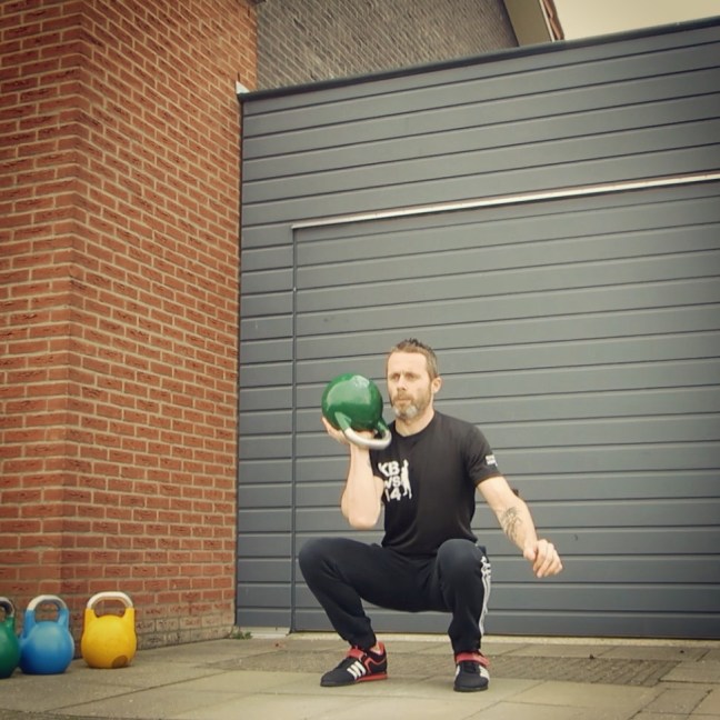 Kettlebell Open Palm Squat